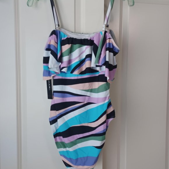 Tahari One Piece Striped Bathing Suit Size Small - Picture 4 of 6